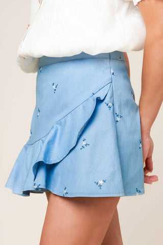 MOMENT OF CLARITY LIGHT INDIGO WOVEN SKORT - Glamourous Grace