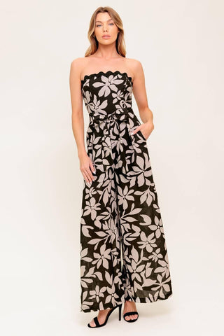 DREAMY ELEGANCE BLACK WOVEN JUMPSUIT - Glamourous Grace