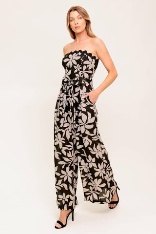 DREAMY ELEGANCE BLACK WOVEN JUMPSUIT - Glamourous Grace
