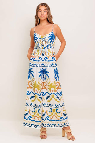 VACAY GLOW IVORY BLUE WOVEN JUMPSUIT
