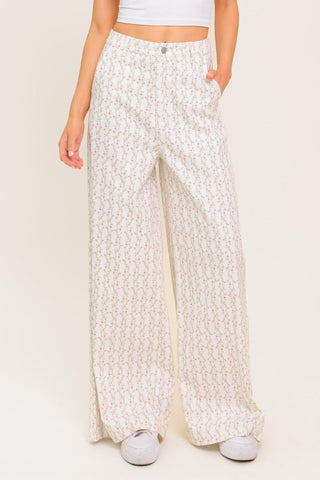 CITRUS FLOW IVORY WOVEN PANTS - Glamourous Grace