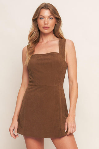 BROWN CODE CORDUROY ROMPER - Glamourous Grace
