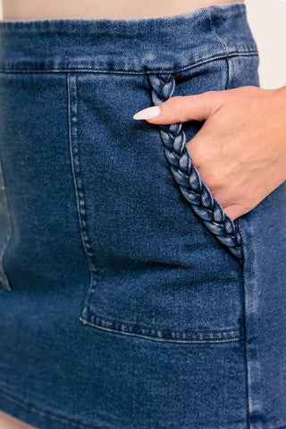 MOONLIGHT EMBRACE  MEDIUM INDIGO DENIM SKORT