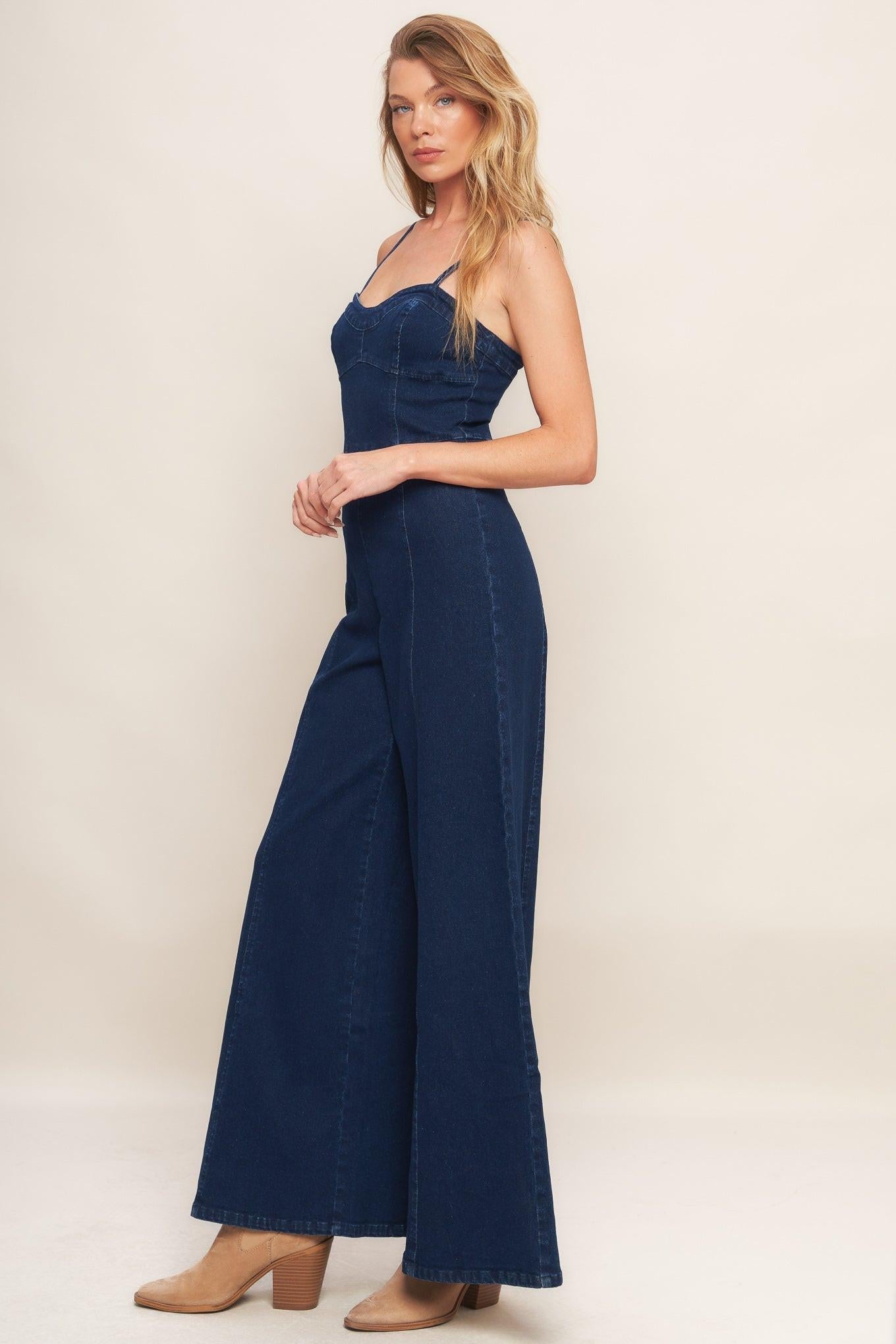 TRENDSETTING MEDIUM INDIGO DENIM JUMPSUIT