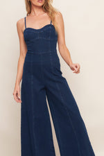 TRENDSETTING MEDIUM INDIGO DENIM JUMPSUIT - By Baano