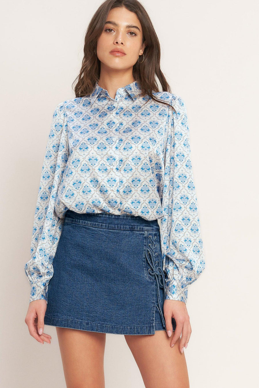 CITY LACE-UP DENIM SKORT - Glamourous Grace