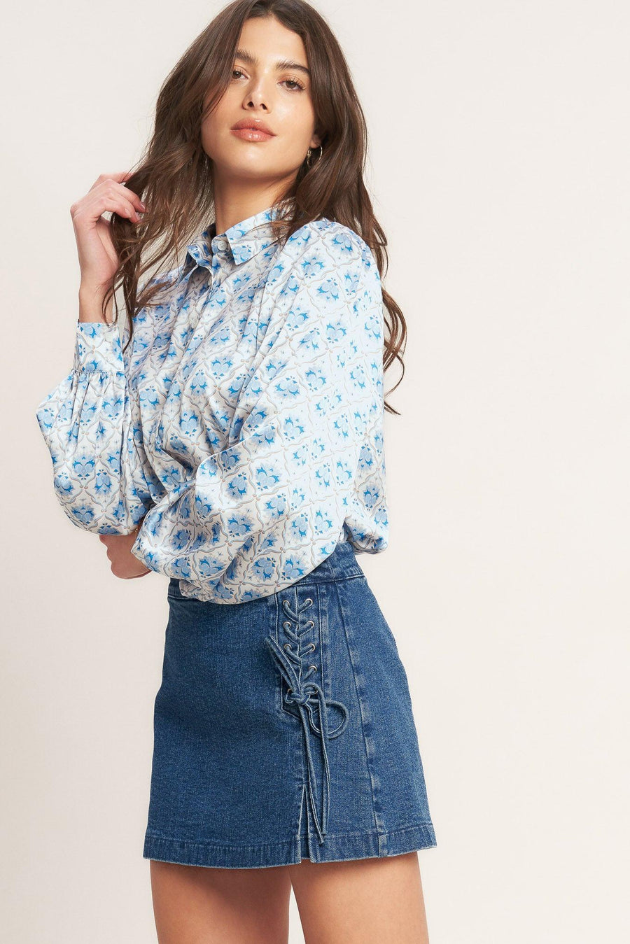 CITY LACE-UP DENIM SKORT - Glamourous Grace