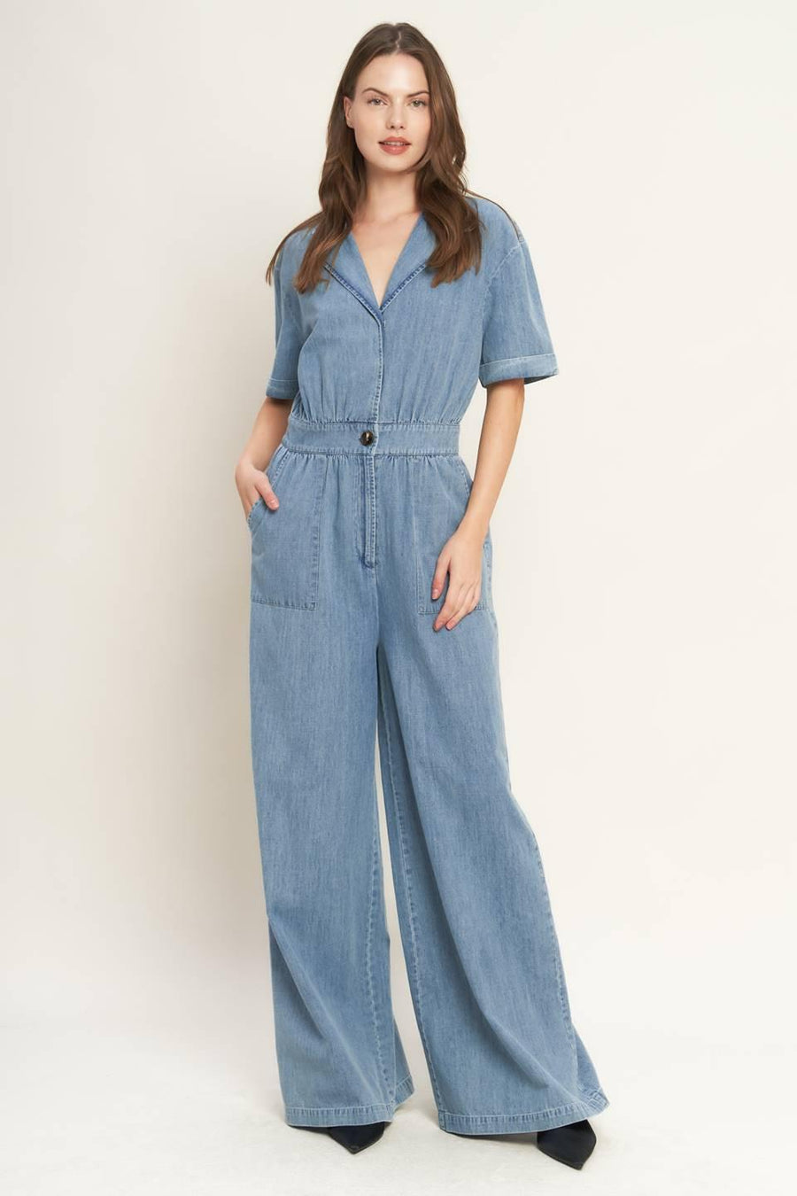 QUIET LUXURY LIGHTWEIGHT DENIM JUMPSUIT - Glamourous Grace