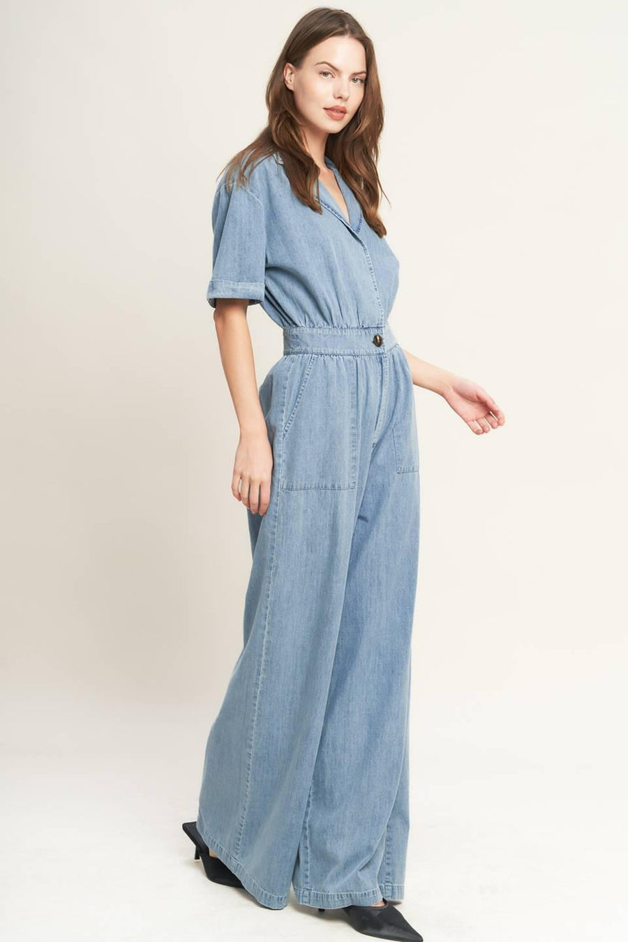QUIET LUXURY LIGHTWEIGHT DENIM JUMPSUIT - Glamourous Grace