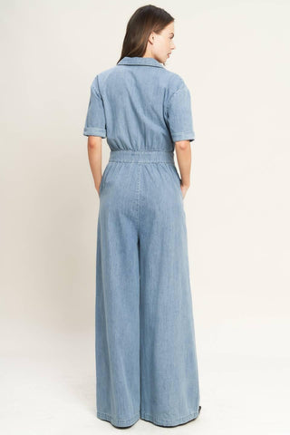 QUIET LUXURY LIGHTWEIGHT DENIM JUMPSUIT - Glamourous Grace
