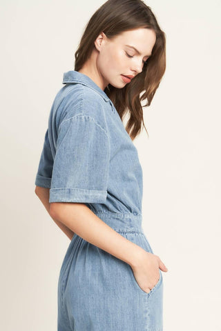 QUIET LUXURY LIGHTWEIGHT DENIM JUMPSUIT - Glamourous Grace