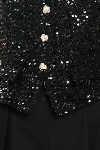 NIGHTFALL GLAM BLACK SEQUIN WIDE-LEG JUMPSUIT