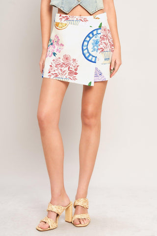 SUMMER PORCELAIN WOVEN SKORT - Glamourous Grace