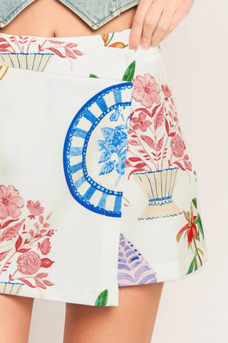 SUMMER PORCELAIN WOVEN SKORT - Glamourous Grace