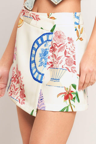 SUMMER PORCELAIN WOVEN SKORT - Glamourous Grace