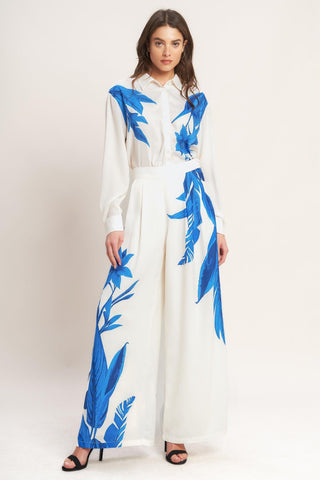 ASYMMETRICAL BOTANICAL WOVEN PANTS - Glamourous Grace