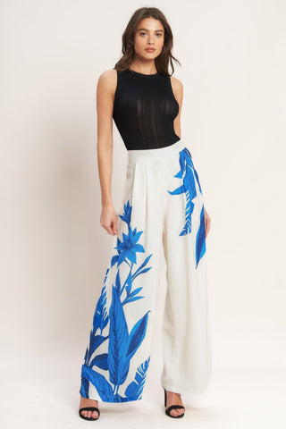 ASYMMETRICAL BOTANICAL WOVEN PANTS - Glamourous Grace