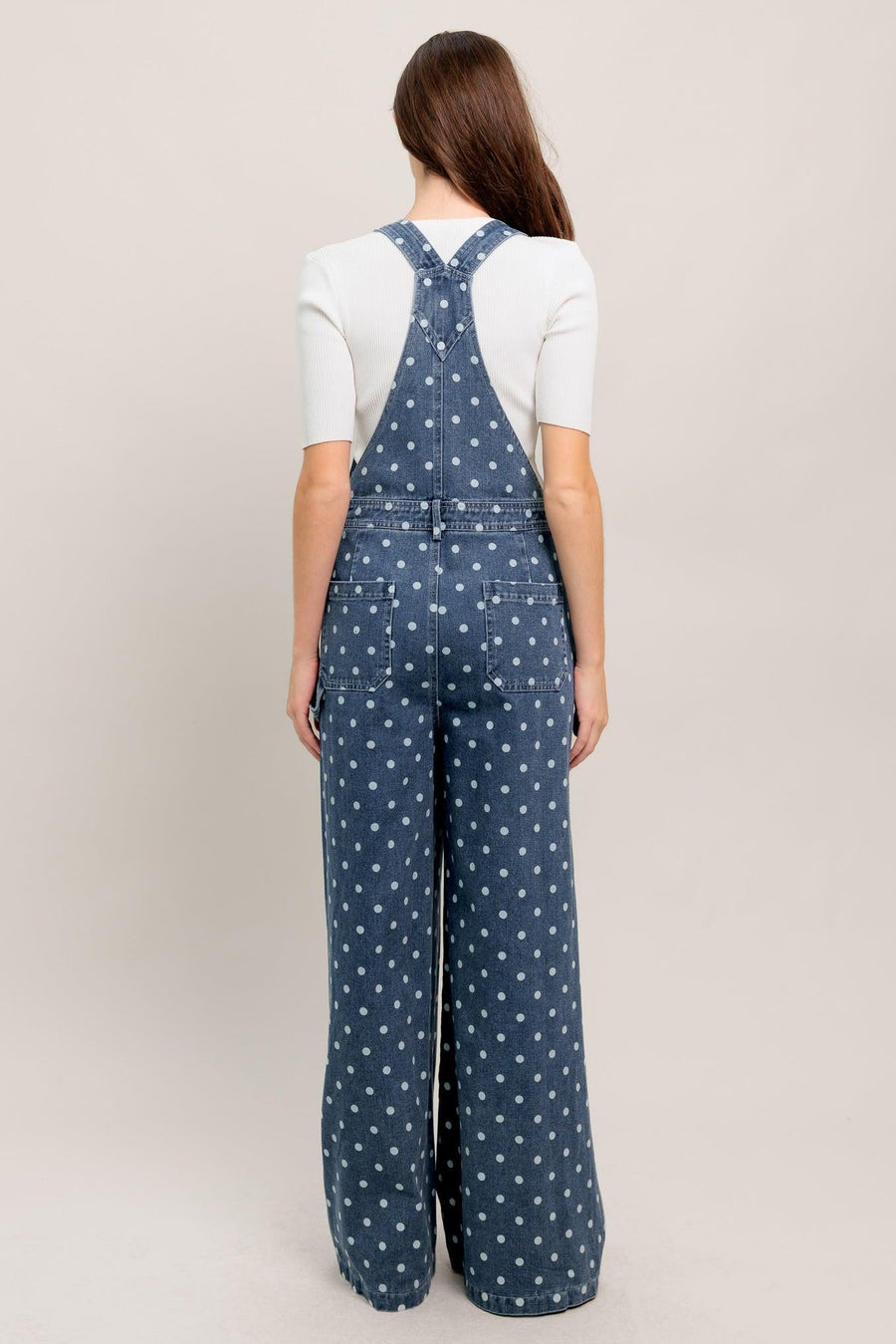 EVERYDAY POLKA OVERALL DENIM JUMPSUIT - Glamourous Grace