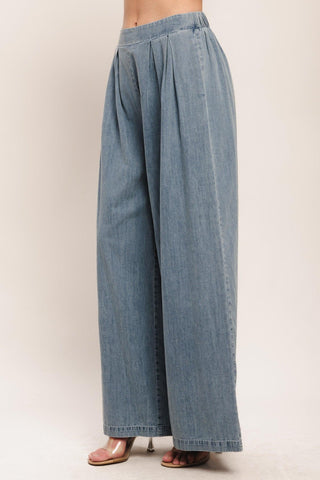 RELAXED DRAPE LIGHTWEIGHT DENIM PANTS - Glamourous Grace