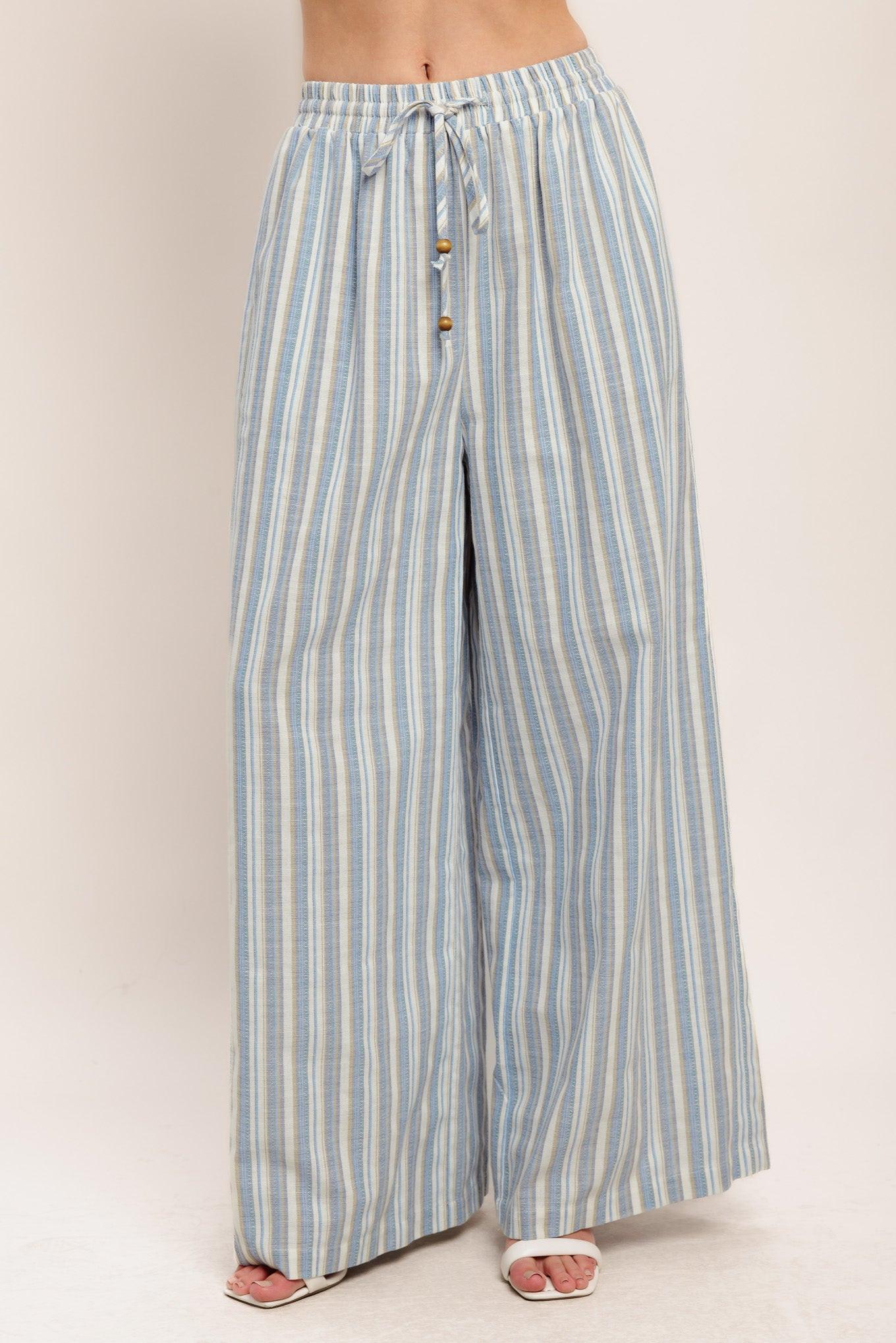 COASTAL DAY STRIP WOVEN PANTS - Glamourous Grace