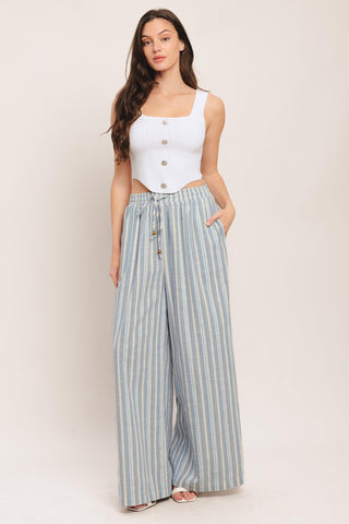 COASTAL DAY STRIP WOVEN PANTS - Glamourous Grace