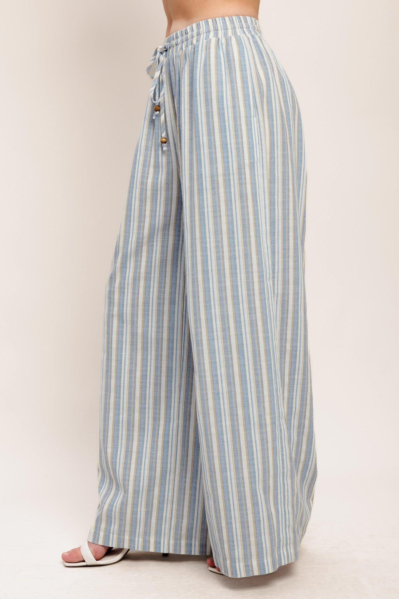 COASTAL DAY STRIP WOVEN PANTS - Glamourous Grace