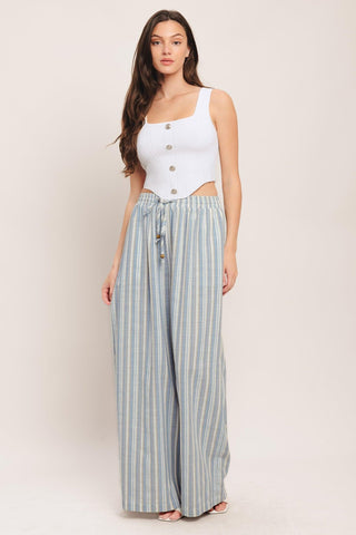 COASTAL DAY STRIP WOVEN PANTS - Glamourous Grace