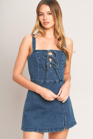 FIRST DATE DENIM SKORT ROMPER - Glamourous Grace