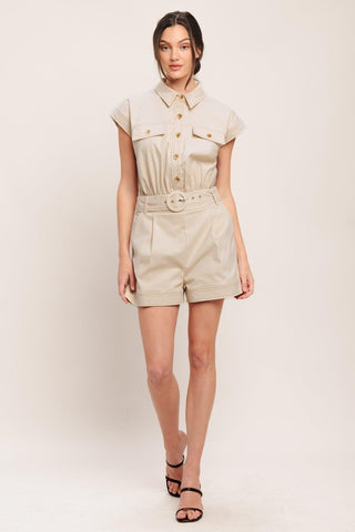EVERYDAY UTILITY WOVEN ROMPER - Glamourous Grace