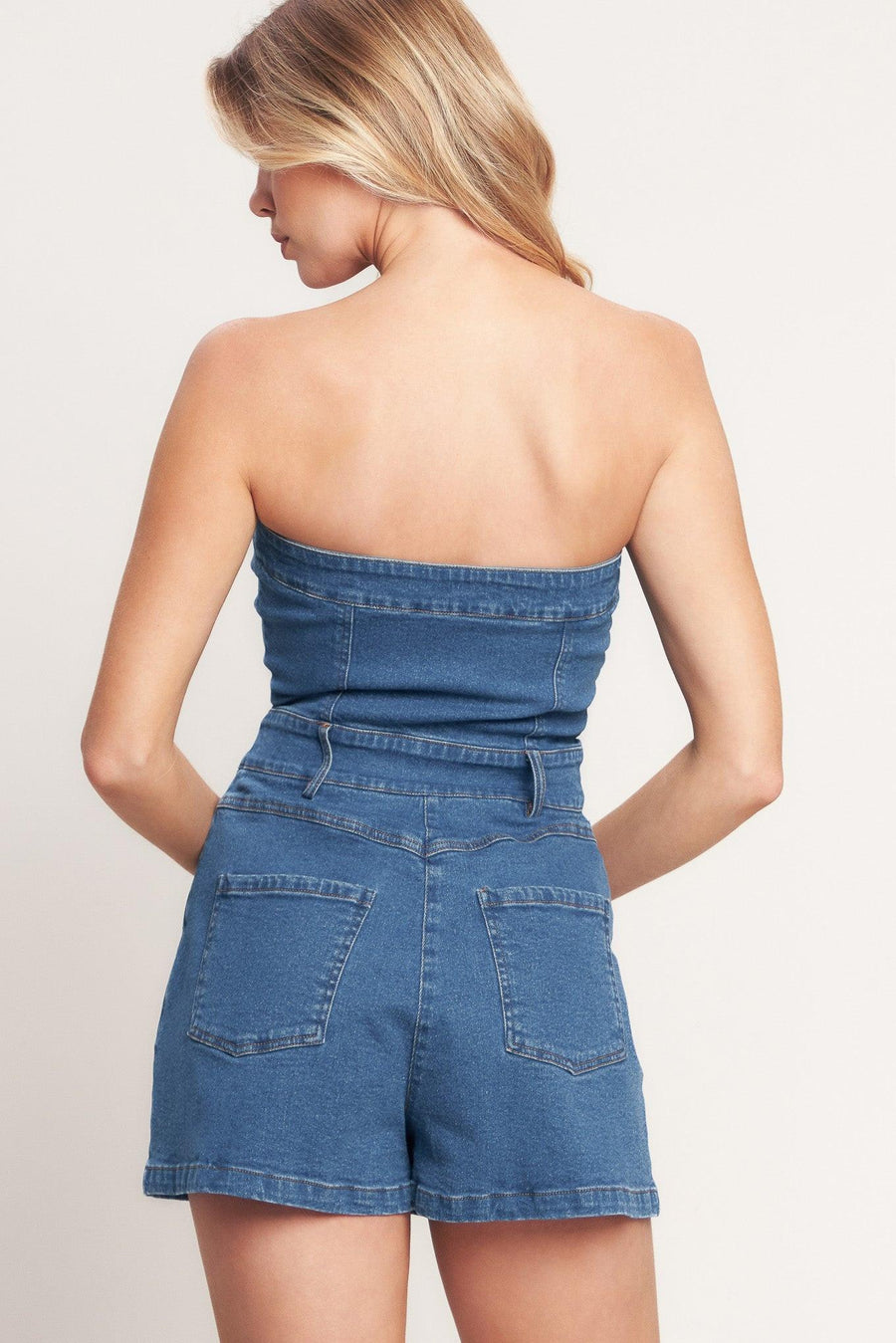 WEEKEND CRUSH DENIM ROMPER - Glamourous Grace