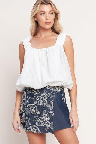 HANDCRAFTED FEEL EMBROIDERY SKORT - Glamourous Grace