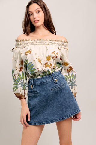 HEART EYES DENIM SKORT