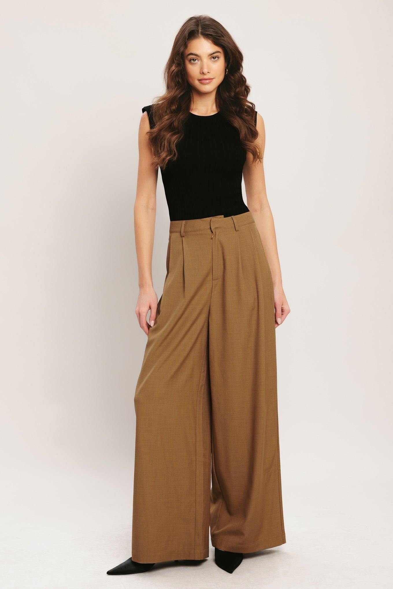 UMBER FLOW WOVEN WIDE LEG PANTS - Glamourous Grace