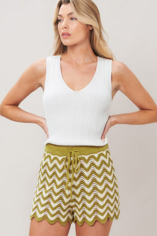 SUNSET STITCH CROCHET KNIT SHORTS