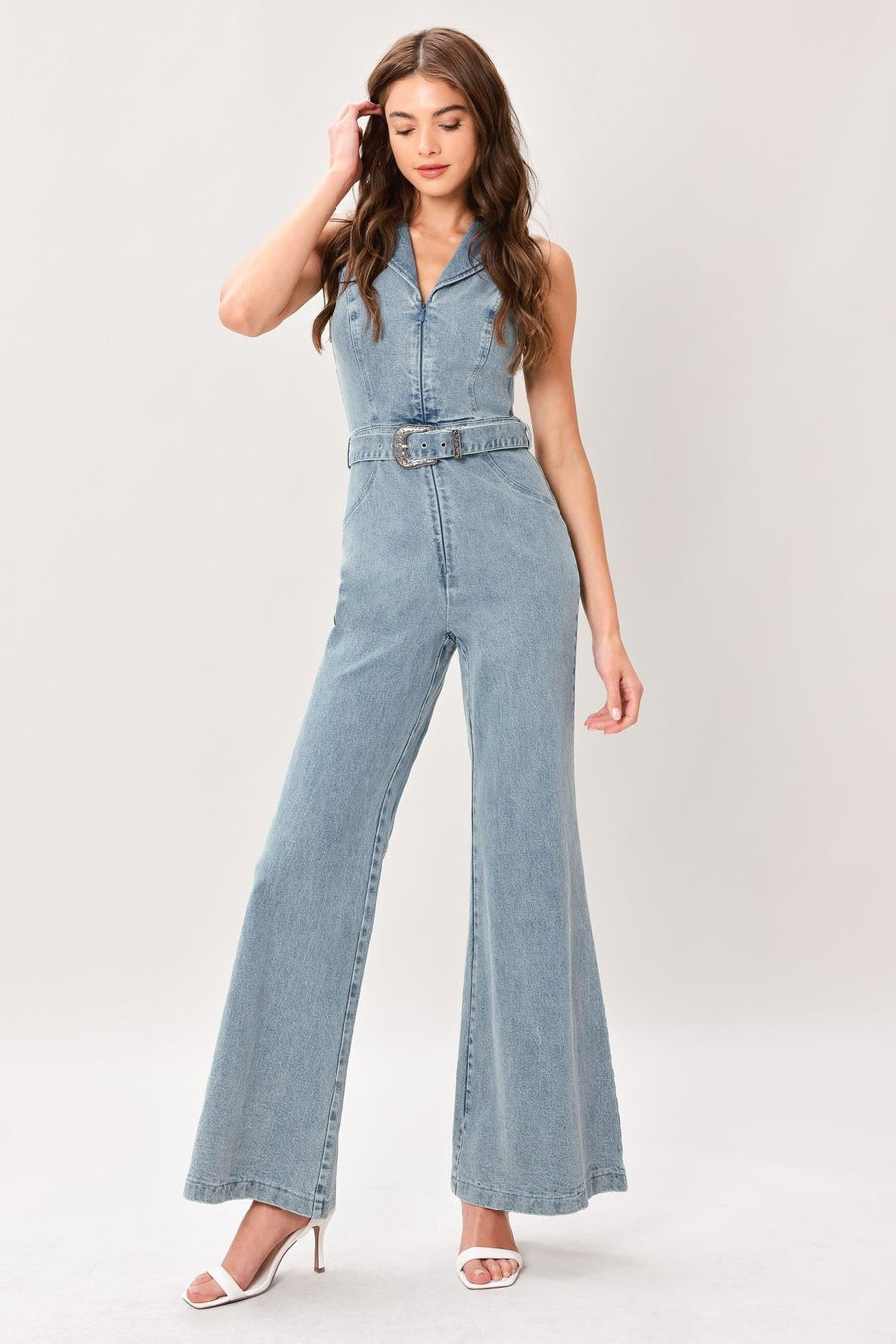 FLARE ICON DENIM JUMPSUIT - Glamourous Grace