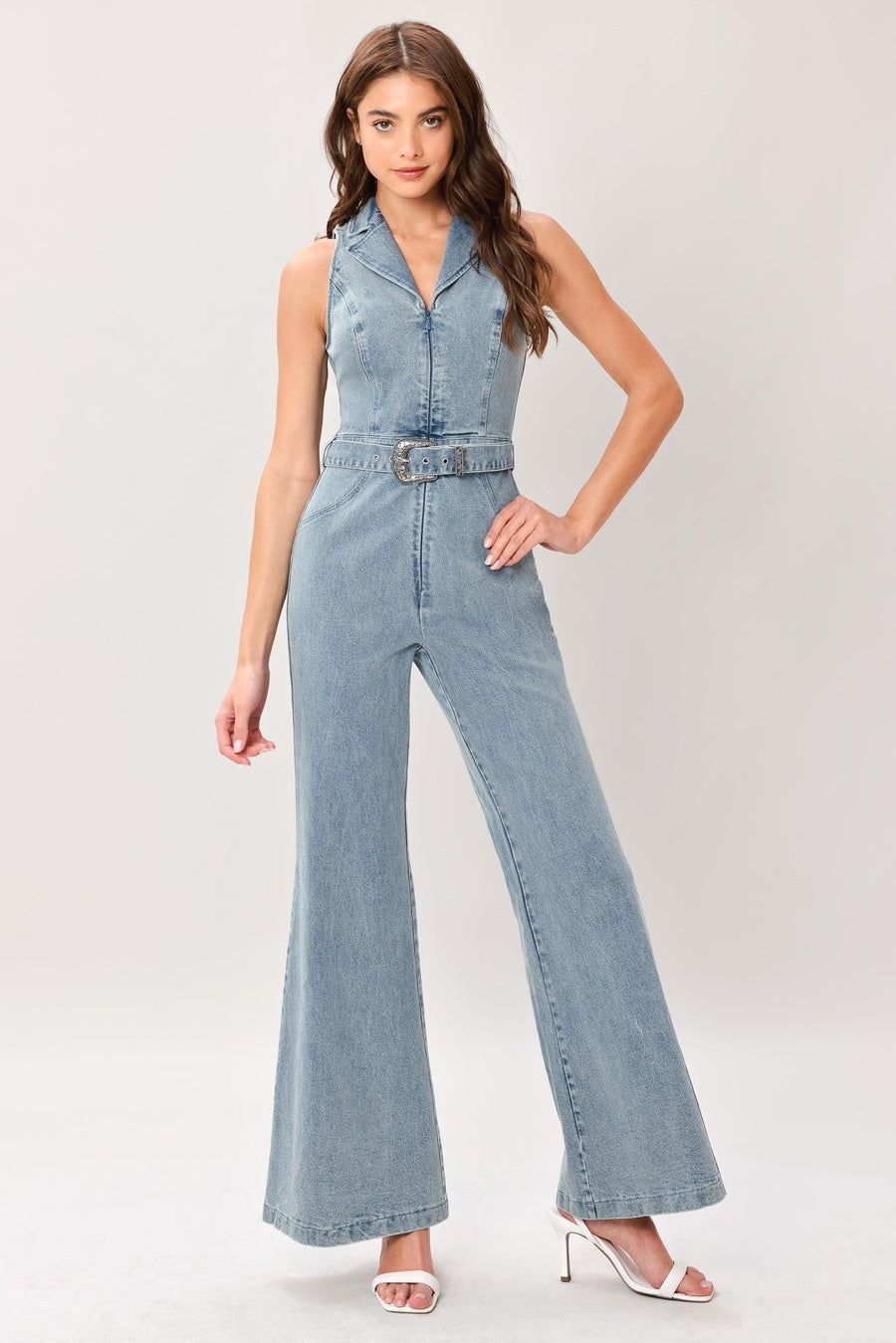 FLARE ICON DENIM JUMPSUIT - Glamourous Grace