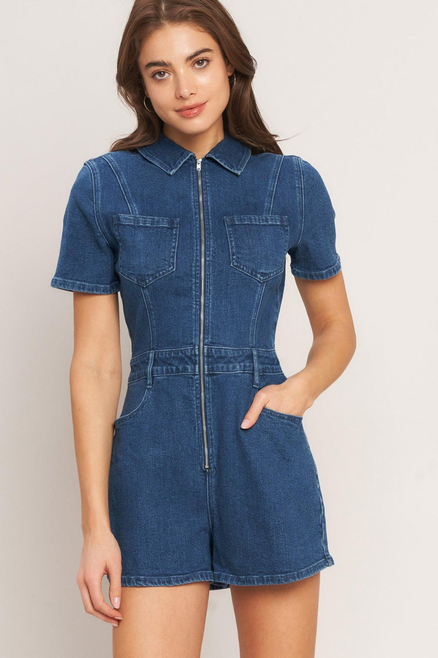 CASUAL STRUCTURE DENIM ROMPER - Glamourous Grace
