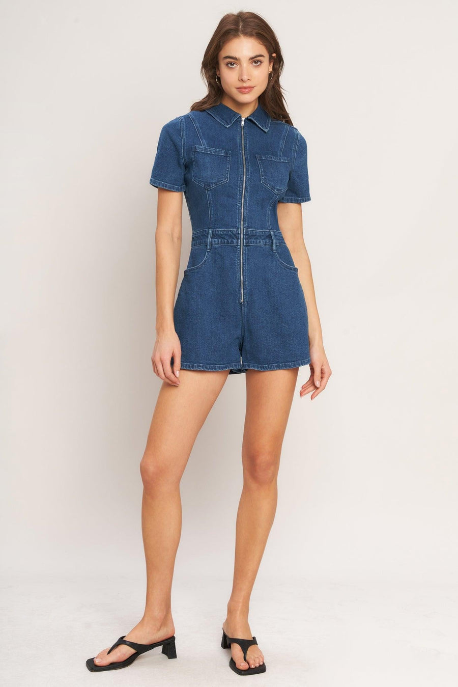 CASUAL STRUCTURE DENIM ROMPER - Glamourous Grace