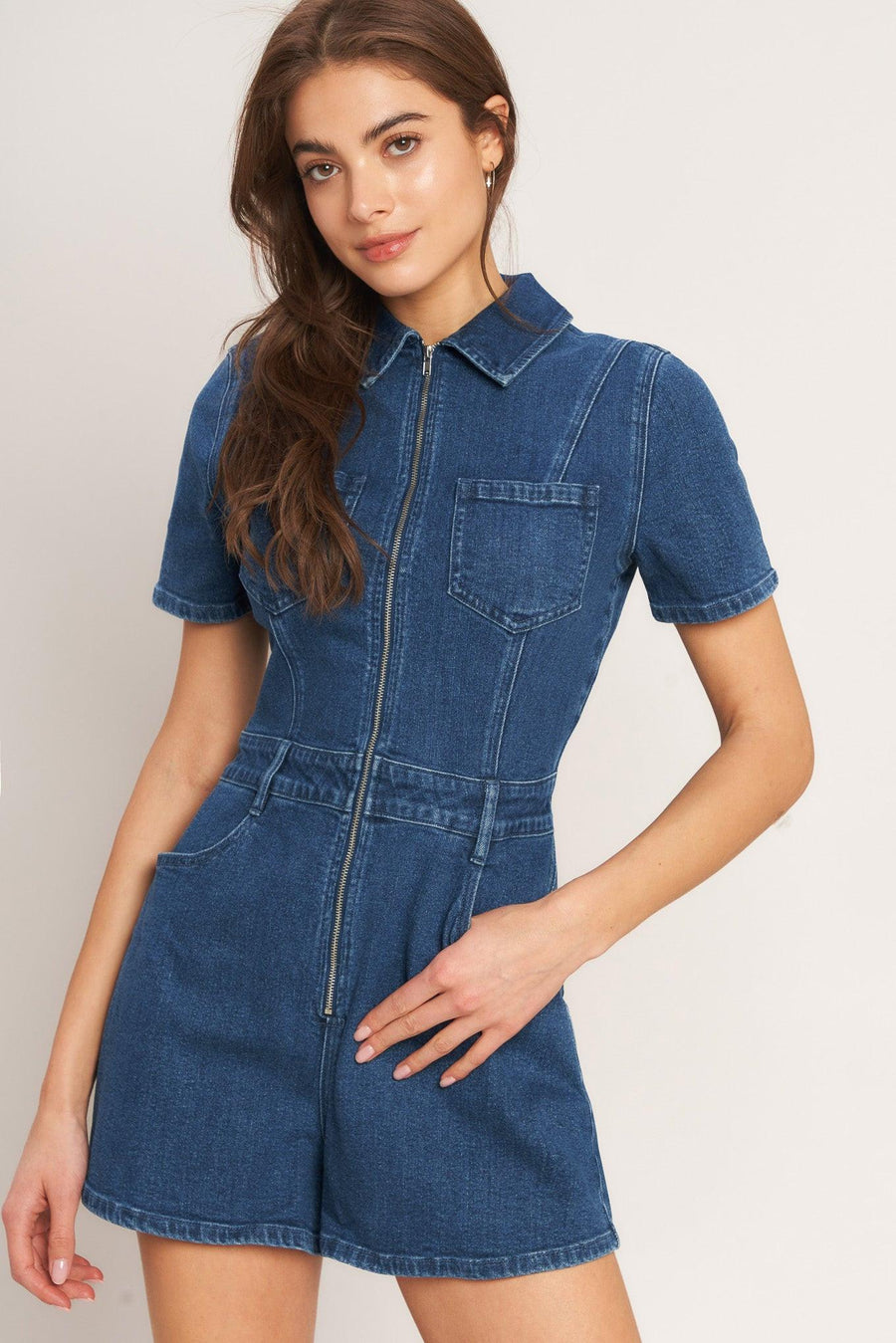 CASUAL STRUCTURE DENIM ROMPER - Glamourous Grace
