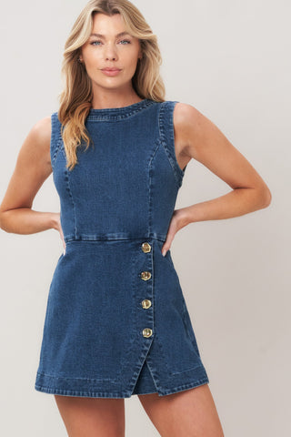 MIDNIGHT DENIM SKORT ROMPER - Glamourous Grace