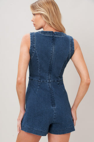 MIDNIGHT DENIM SKORT ROMPER - Glamourous Grace