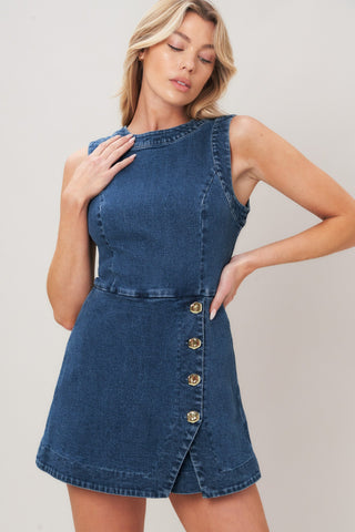 MIDNIGHT DENIM SKORT ROMPER - Glamourous Grace
