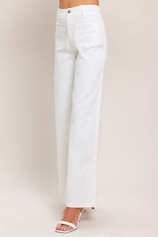 WHITE EASE WOVEN WIDE PANTS