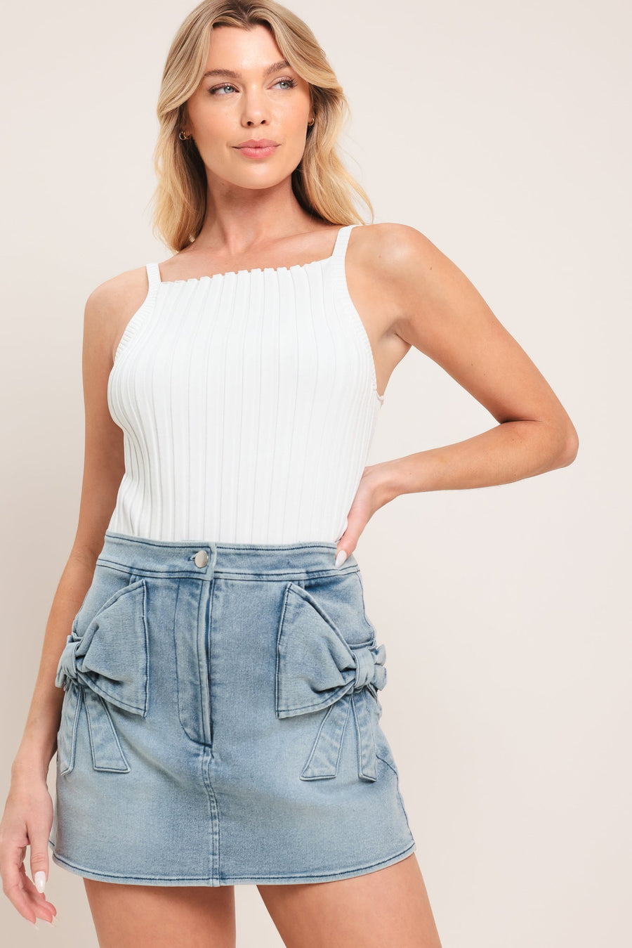 CUTE MOMENT DENIM SKORT - Glamourous Grace