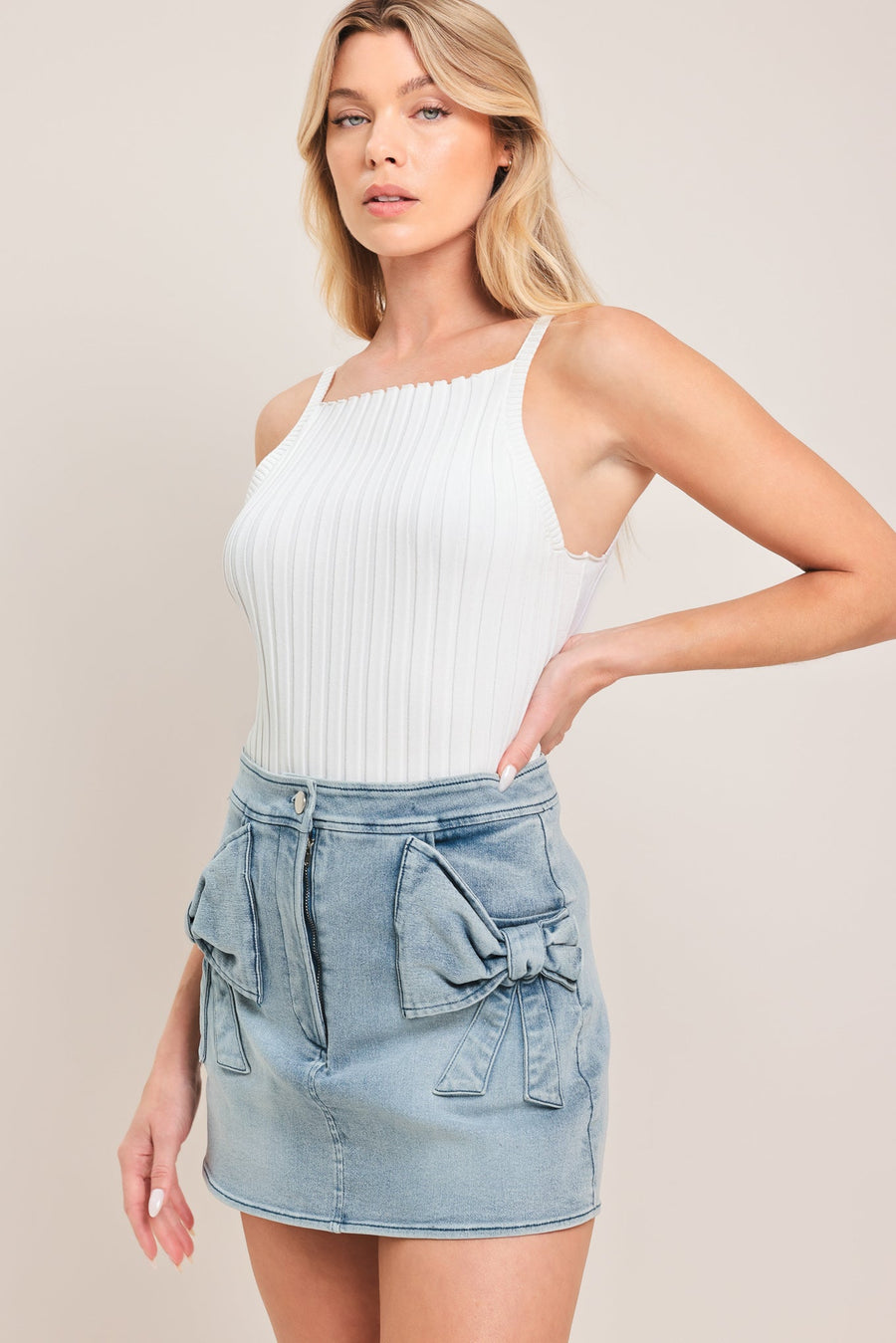 CUTE MOMENT DENIM SKORT - Glamourous Grace