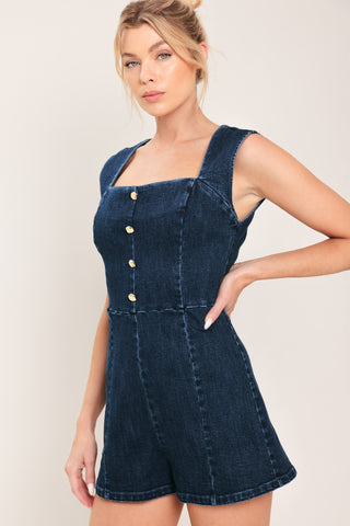 DARK WASH ICON DENIM ROMPER - Glamourous Grace