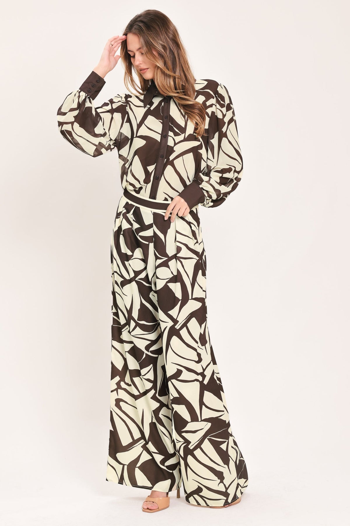 VANILLA VINE MOSAIC WOVEN WIDE LEG PANTS - Glamourous Grace