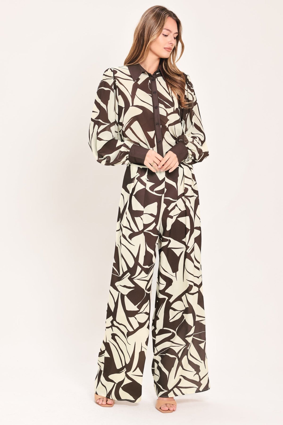 VANILLA VINE MOSAIC WOVEN WIDE LEG PANTS - Glamourous Grace