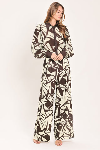 VANILLA VINE MOSAIC WOVEN WIDE LEG PANTS