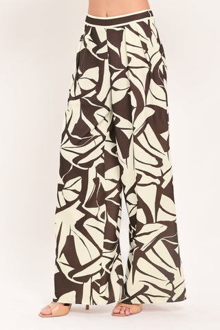 VANILLA VINE MOSAIC WOVEN WIDE LEG PANTS